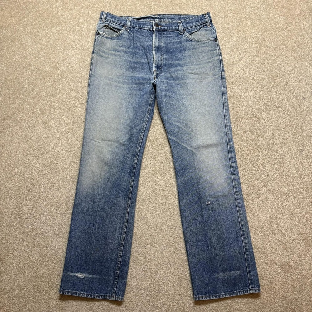 Vtg 70s Levis Jeans Mens 36x32 Blue Relaxed Straight Denim Pants Talon Zip Faded